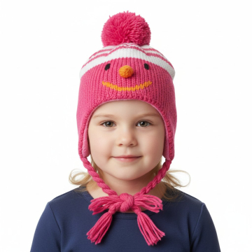 Dívčí zimní čepice pletená s bambulí