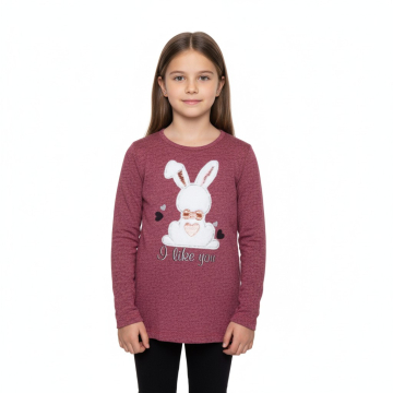 Triko tunika svetřík zajíček s flitry - vínová