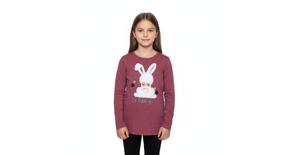 Triko tunika svetřík zajíček s flitry - vínová