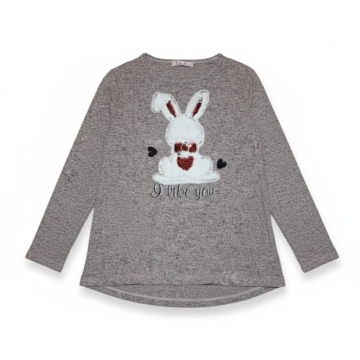 Triko tunika svetřík zajíček s flitry - růžová