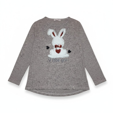 Triko tunika svetřík zajíček s flitry - růžová