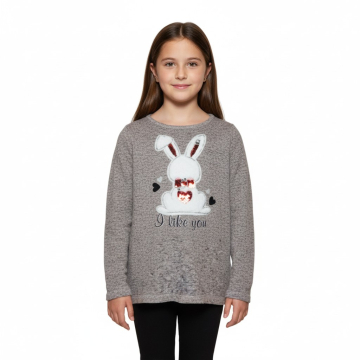 Triko tunika svetřík zajíček s flitry - růžová