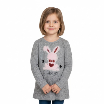 Triko tunika svetřík zajíček s flitry - šedá