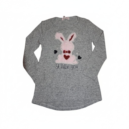 Triko tunika svetřík zajíček s flitry - šedá