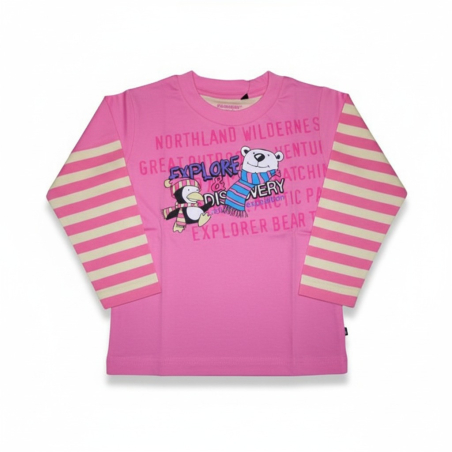 Dívčí tričko medvěd a tučňák COONOOR - růžová