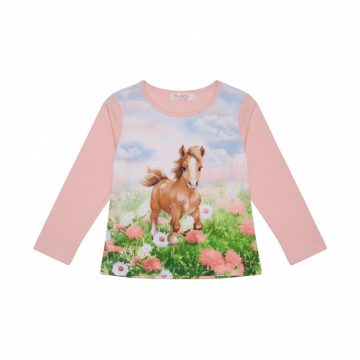 Dívčí tričko Kugo koníček - hříbě lososová DT9360