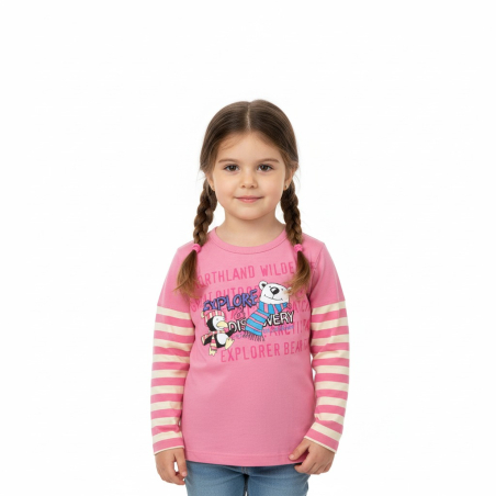 Dívčí tričko medvěd a tučňák COONOOR - růžová