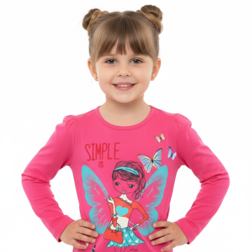Dívčí tričko dlouhý rukáv Kugo motýlková víla