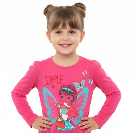 Dívčí tričko dlouhý rukáv Kugo motýlková víla