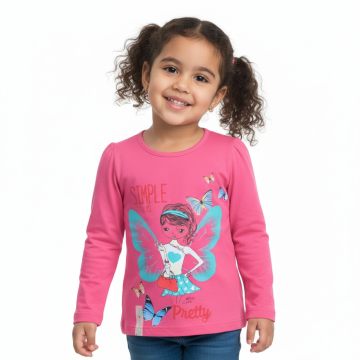 Dívčí tričko dlouhý rukáv Kugo motýlková víla