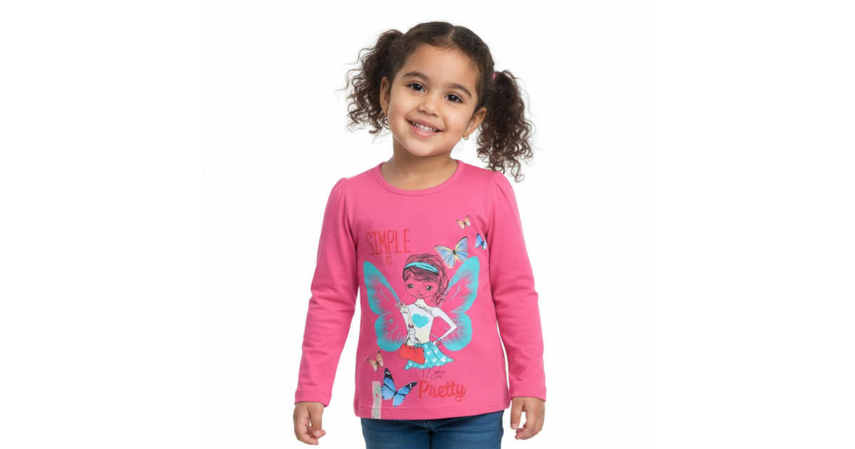 Dívčí tričko dlouhý rukáv Kugo motýlková víla