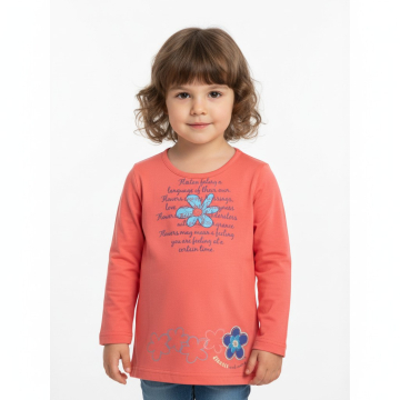Dívčí tričko dlouhý rukáv kytička - COONOOR