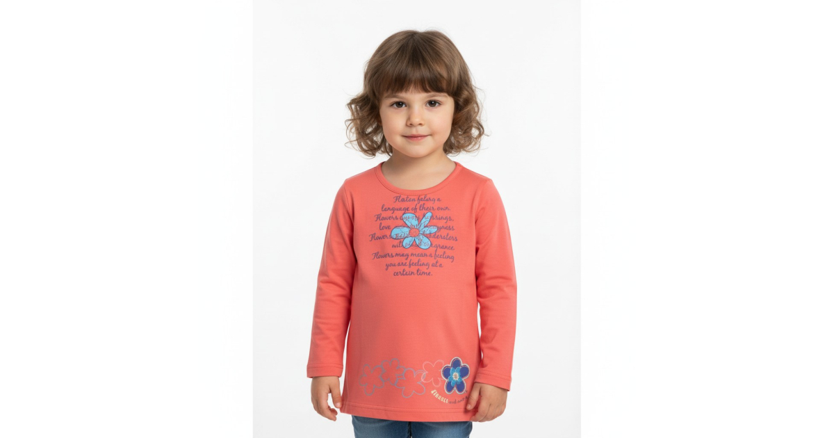Dívčí tričko dlouhý rukáv kytička - COONOOR