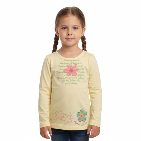 Dívčí tričko dlouhý rukáv kytička - COONOOR