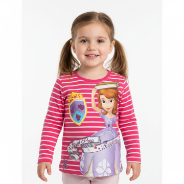 Dívčí tričko dlouhý rukáv princezna Sofie růžová