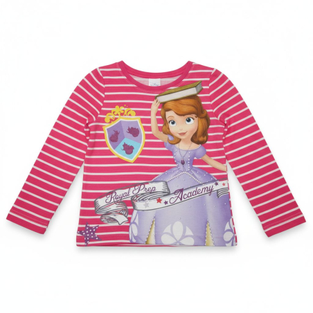 Dívčí tričko dlouhý rukáv princezna Sofie růžová
