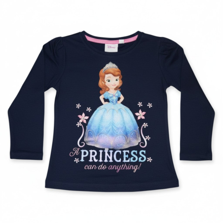 Dívčí tričko dlouhý rukáv princezna Sofie tm.modrá
