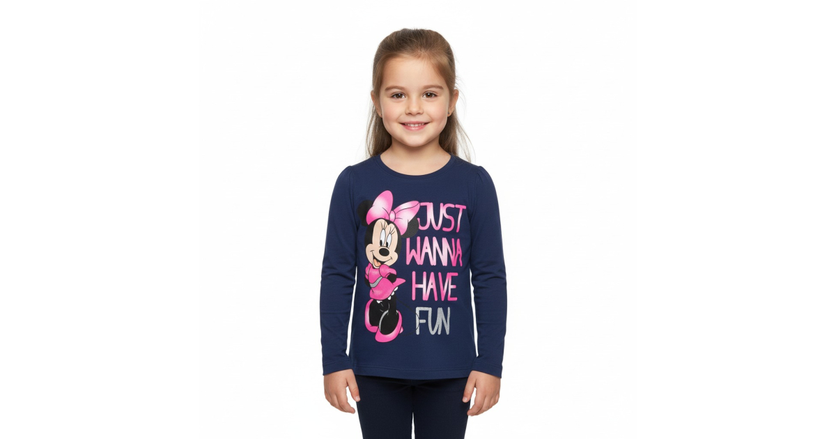 Dívčí tričko dlouhý rukáv myška Minnie tm.modrá