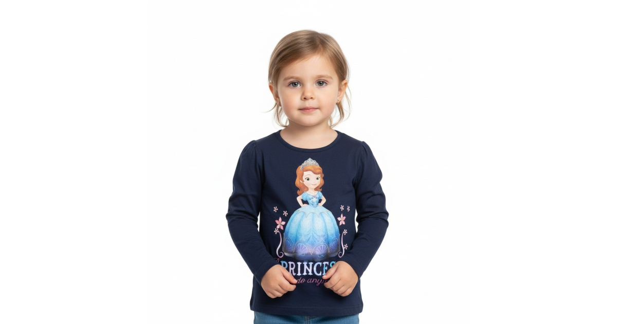 Dívčí tričko dlouhý rukáv princezna Sofie tm.modrá