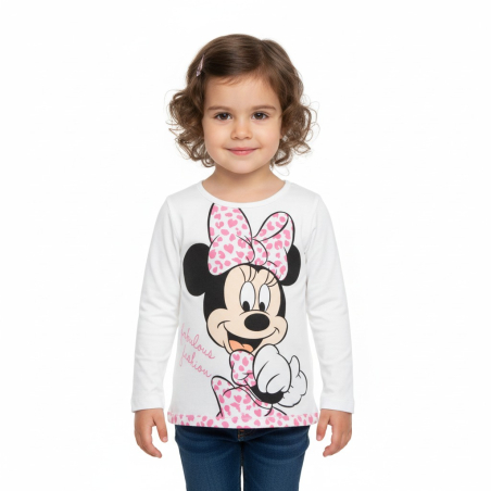 Dívčí tričko dlouhý rukáv myška Minnie bílá