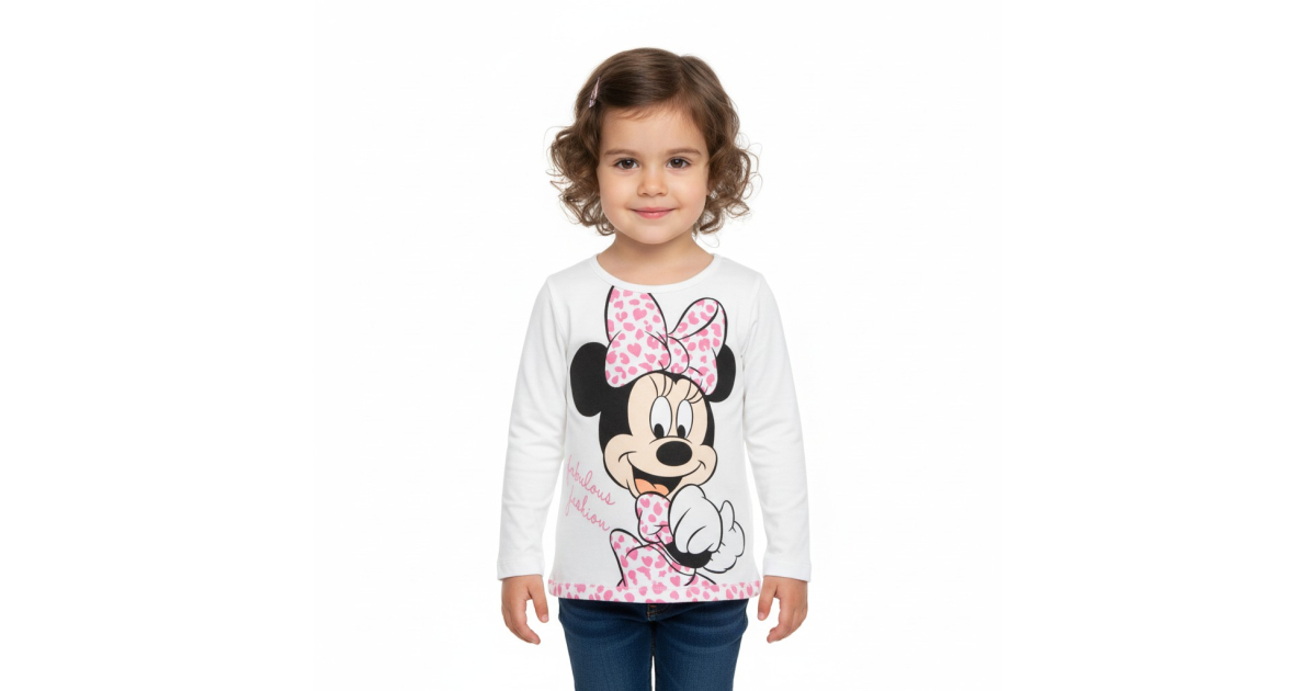 Dívčí tričko dlouhý rukáv myška Minnie bílá