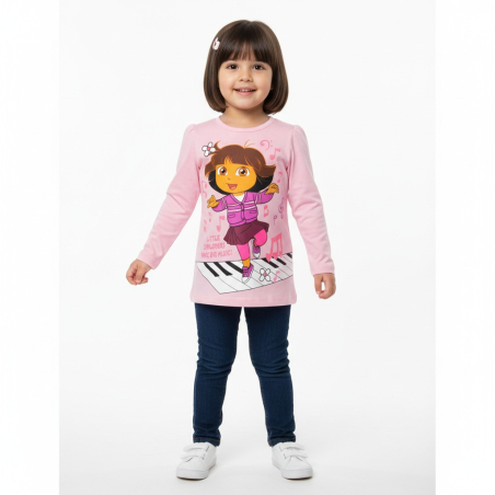 Dívčí tričko, tunika  dlouhý rukáv  holčička DORA  růžová