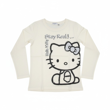 Dívčí tričko prodloužené dlouhý rukáv Hello Kitty bílá