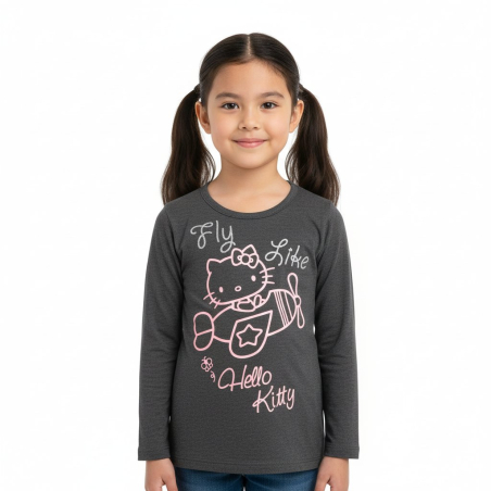 Dívčí tričko prodloužené dlouhý rukáv Hello Kitty