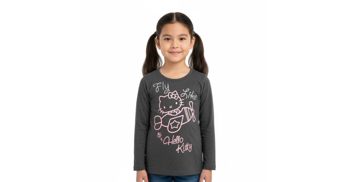 Dívčí tričko prodloužené dlouhý rukáv Hello Kitty