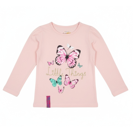 Dívčí tričko dlouhý rukáv Kugo motýlek - lososová