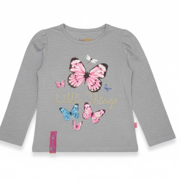 Dívčí tričko dlouhý rukáv Kugo motýlek -  šedá