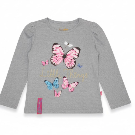Dívčí tričko dlouhý rukáv Kugo motýlek -  šedá