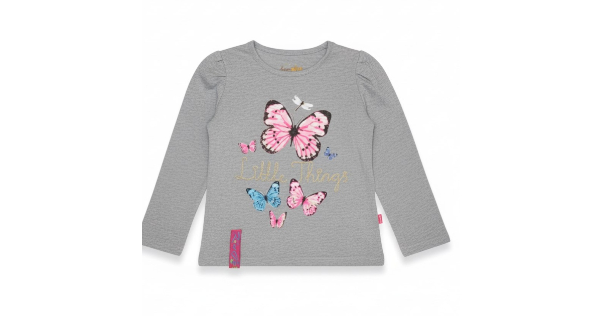 Dívčí tričko dlouhý rukáv Kugo motýlek -  šedá