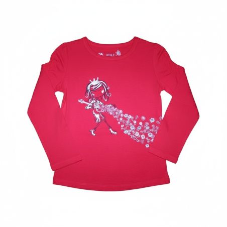 Dívčí tričko dlouhý rukáv Wolf - princezna červená
