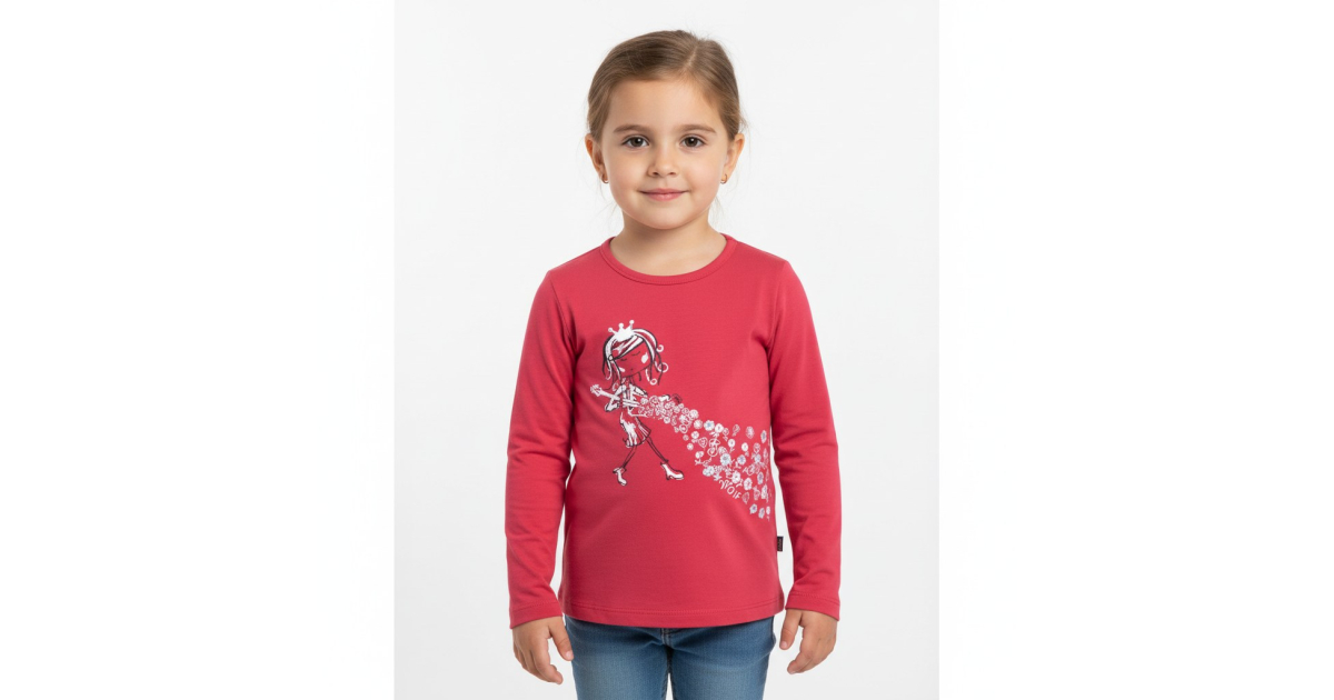 Dívčí tričko dlouhý rukáv Wolf - princezna červená