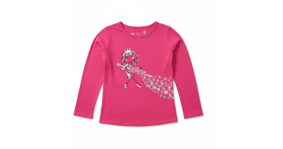 Dívčí tričko dlouhý rukáv Wolf princezna růžová