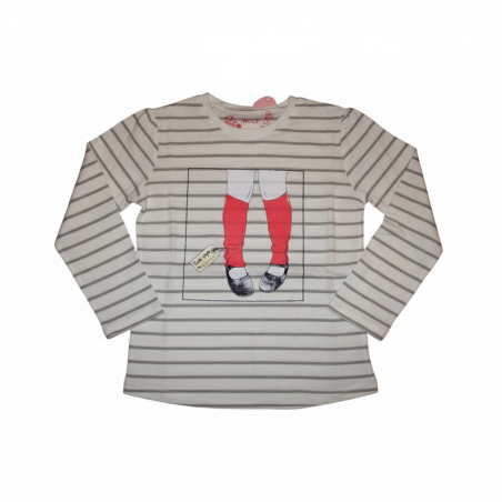 Dívčí tričko dlouhý rukáv proužek - Wolf