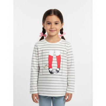 Dívčí tričko dlouhý rukáv proužek - Wolf
