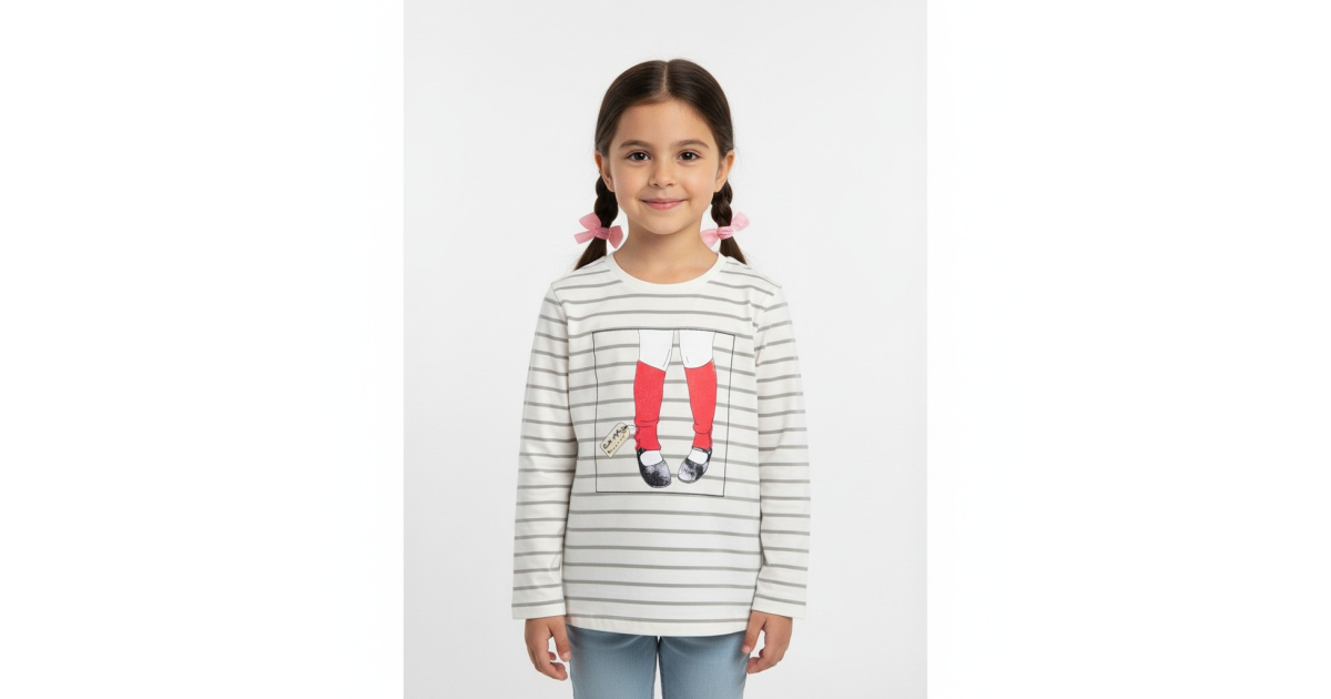 Dívčí tričko dlouhý rukáv proužek - Wolf