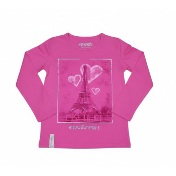 Dívčí tričko dlouhý rukáv Paříž - srdíčka Kugo