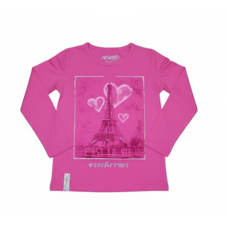 Dívčí tričko dlouhý rukáv Paříž - srdíčka Kugo