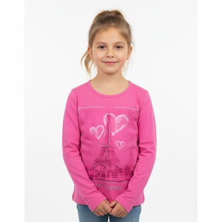 Dívčí tričko dlouhý rukáv Paříž - srdíčka Kugo