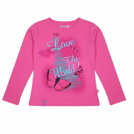 Dívčí tričko dlouhý rukáv Paříž Kugo motýlek