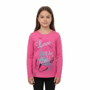 Dívčí tričko dlouhý rukáv Paříž Kugo motýlek