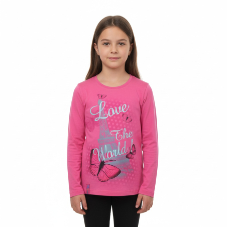 Dívčí tričko dlouhý rukáv Paříž Kugo motýlek