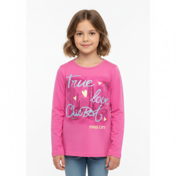 Dívčí tričko dlouhý rukáv Kugo město Paříž