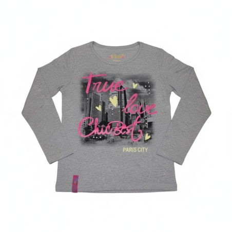 Dívčí tričko dlouhý rukáv Kugo město Paříž
