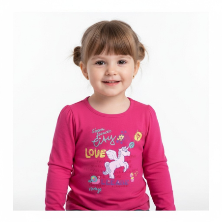 Dívčí tričko dlouhý rukáv Kugo koníček