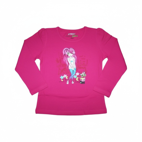 Dívčí tričko dlouhý rukáv Kugo holčička s pejskem