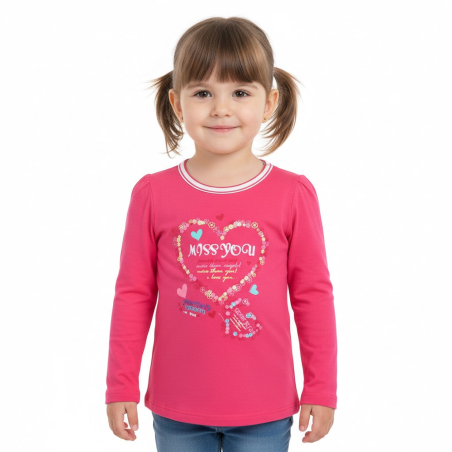 Dívčí tričko dlouhý rukáv srdíčko Kugo
